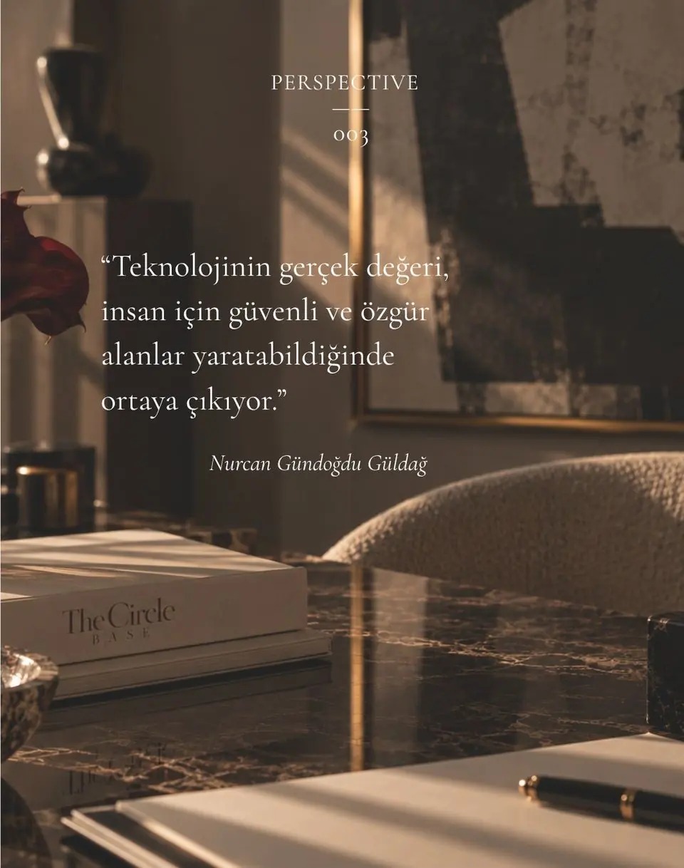 Perspective — a quote by Nurcan Gündoğdu Güldağ over a marble desk