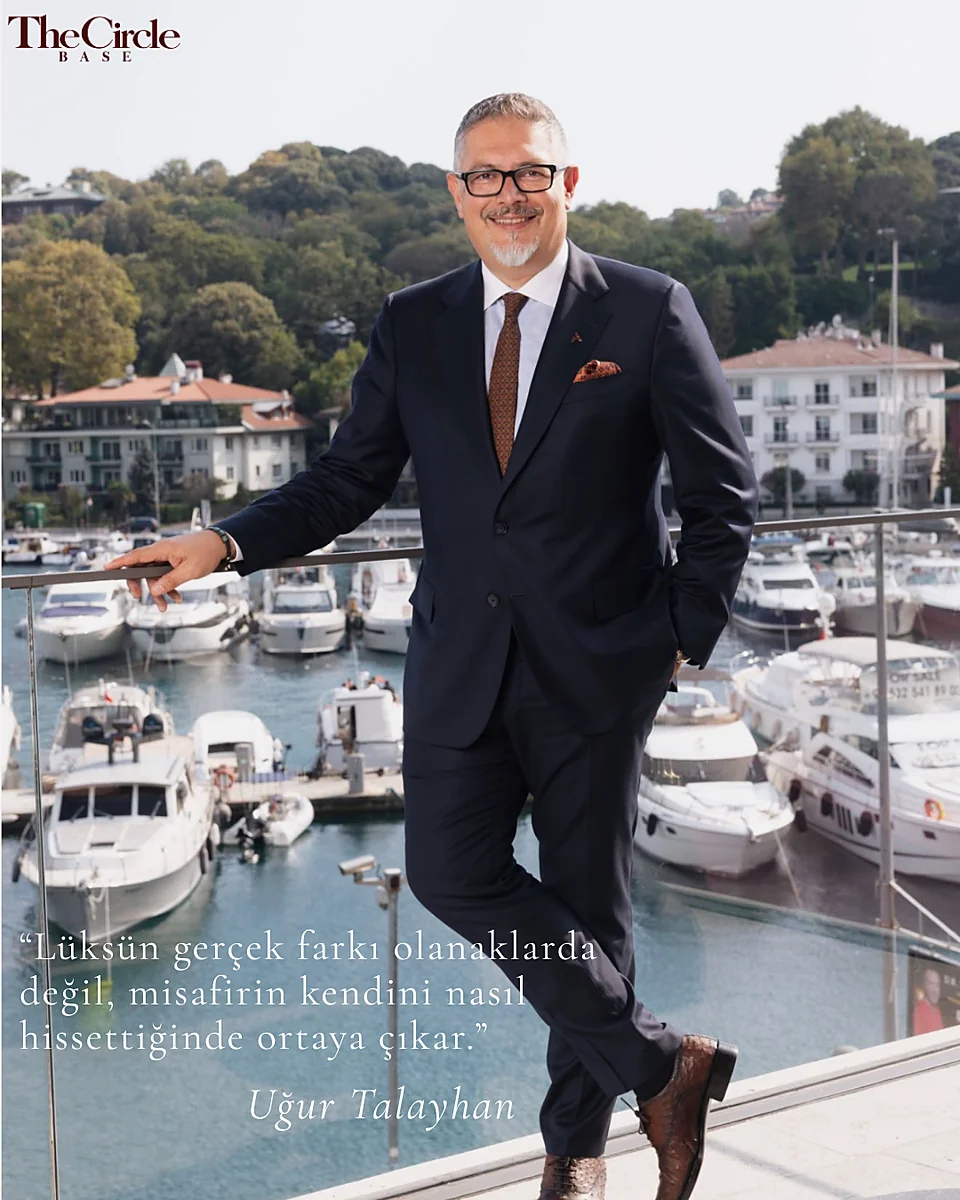 His Take — portrait on a terrace overlooking the Bosphorus, with a pull quote